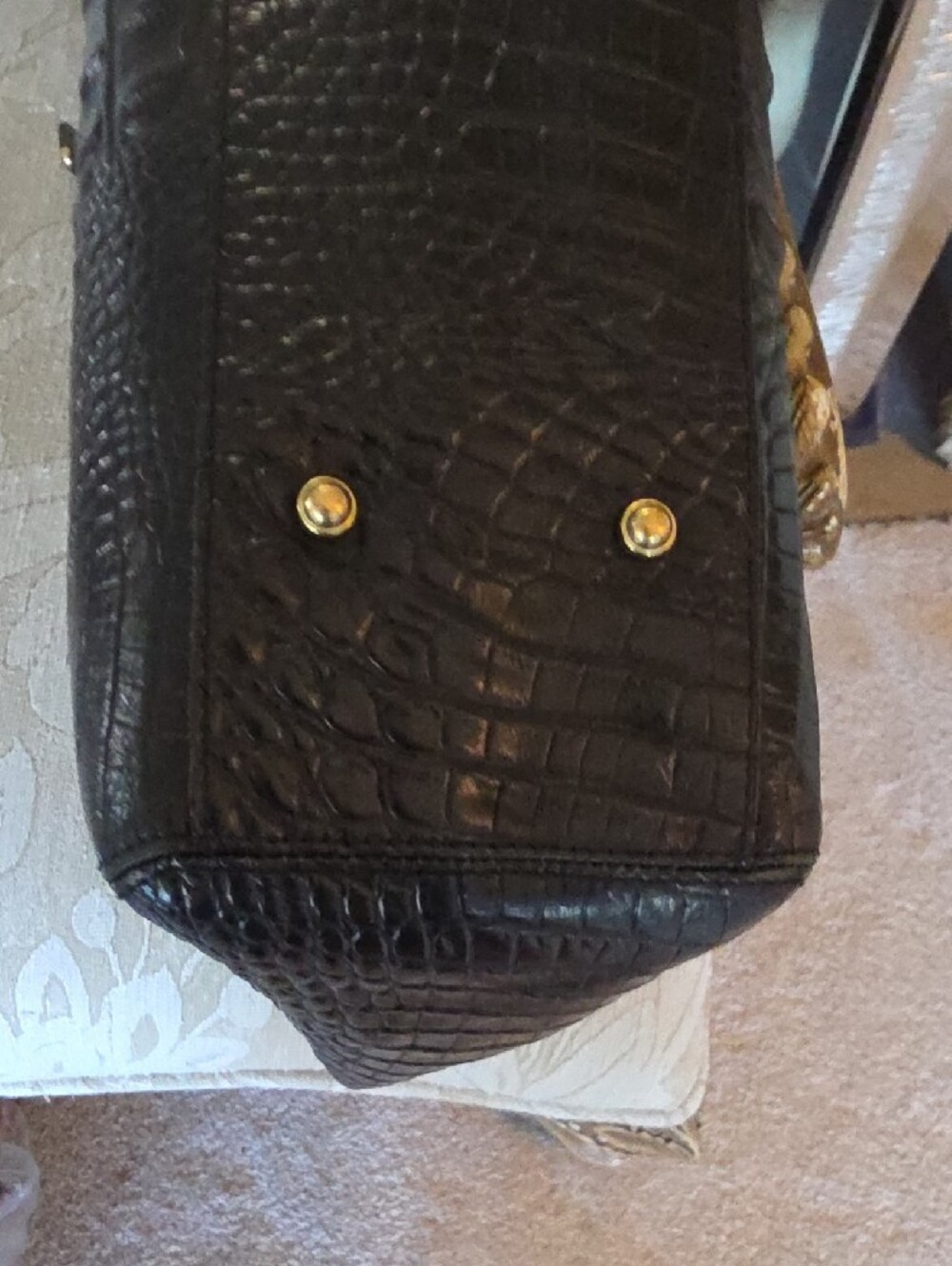 Brahmin Black Croc-Embossed Tote with Gold Accent - Picture 14 of 14